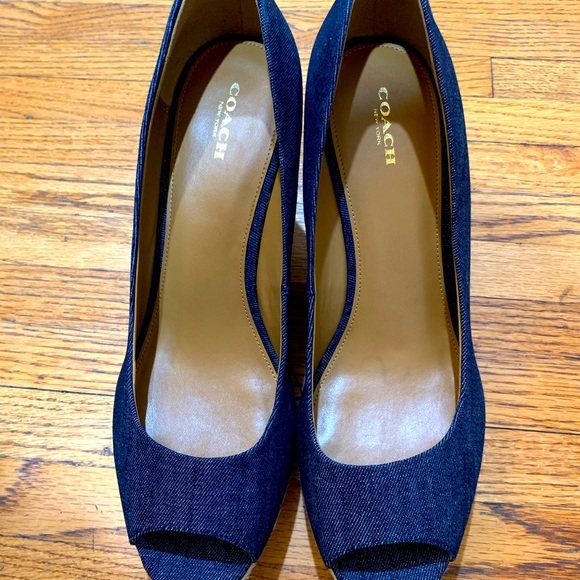 Coach denim wedge shoe size 11 peep toe brand new - Picture 9 of 9